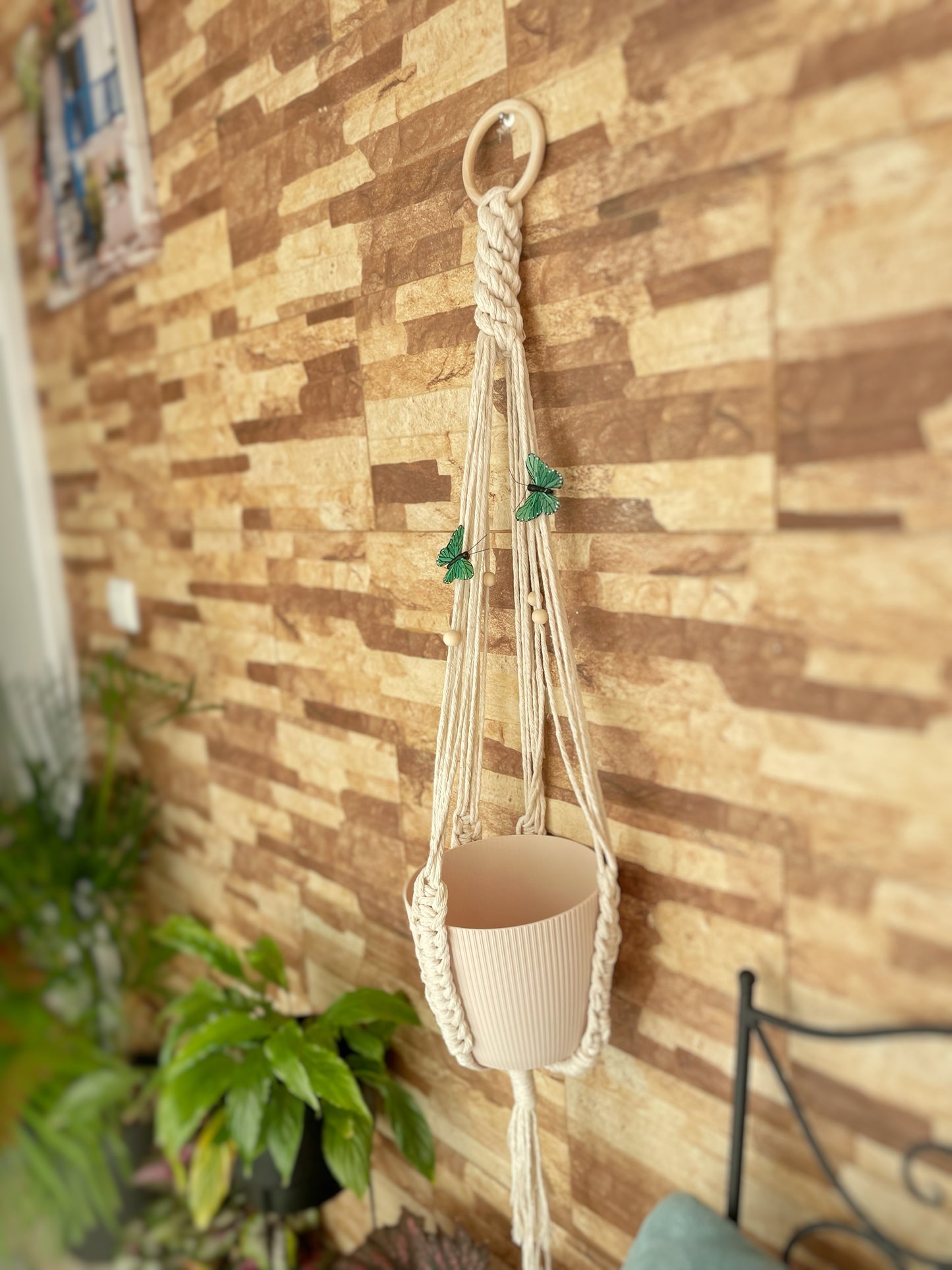 Suporte feito à mão para plantas- um vaso incluído