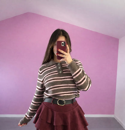 Polo de malha cozy listrado
