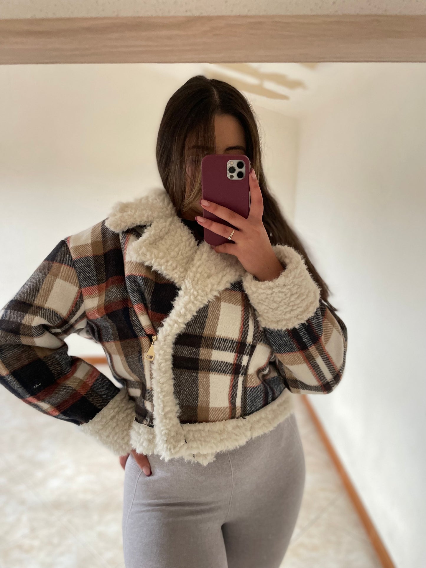 Casaco Xadrez com pelo