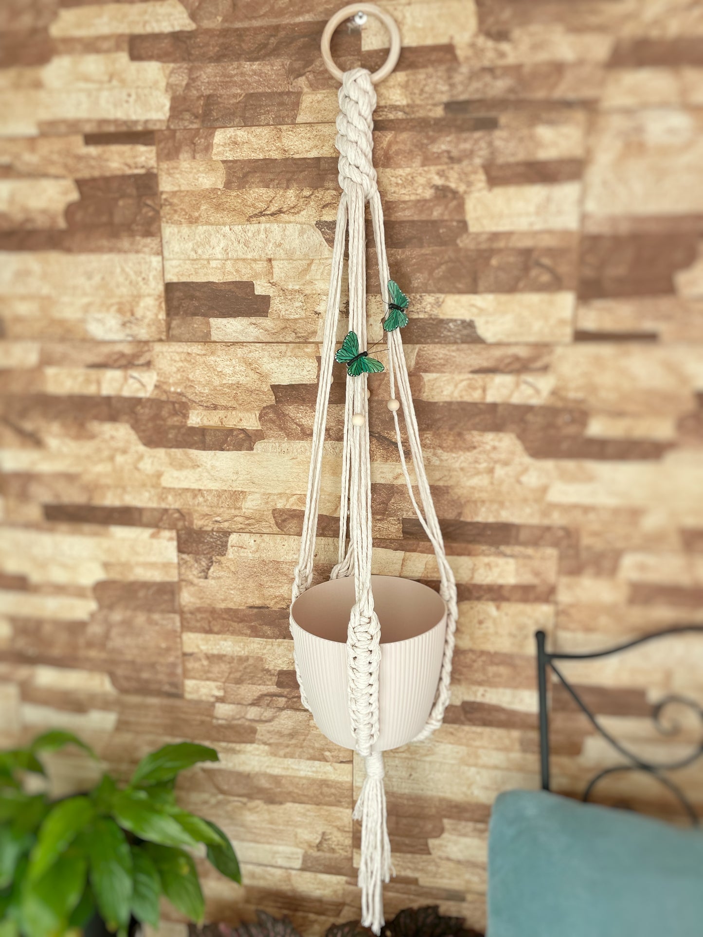 Suporte feito à mão para plantas- um vaso incluído